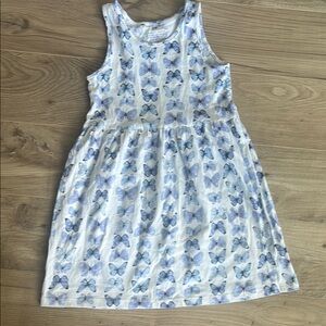 H&M White and Blue Sundress Sleeveless Scoop Neck